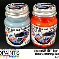 ZeroPaints UK - Mclaren F1 GTR 1997 - Pearl Gulf Blue and Fluorescent Orange Paint Set 2x30ml
