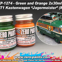 ZeroPaints UK - Green and Orange Paint Set 2x30ml For Revell 07076 - VW T1 Kastenwagen/Jagermeister